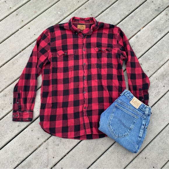 Vintage Other - Vintage Red and Black Checkered Button Up Shirt | Buffalo Plaid Flannel Shirt